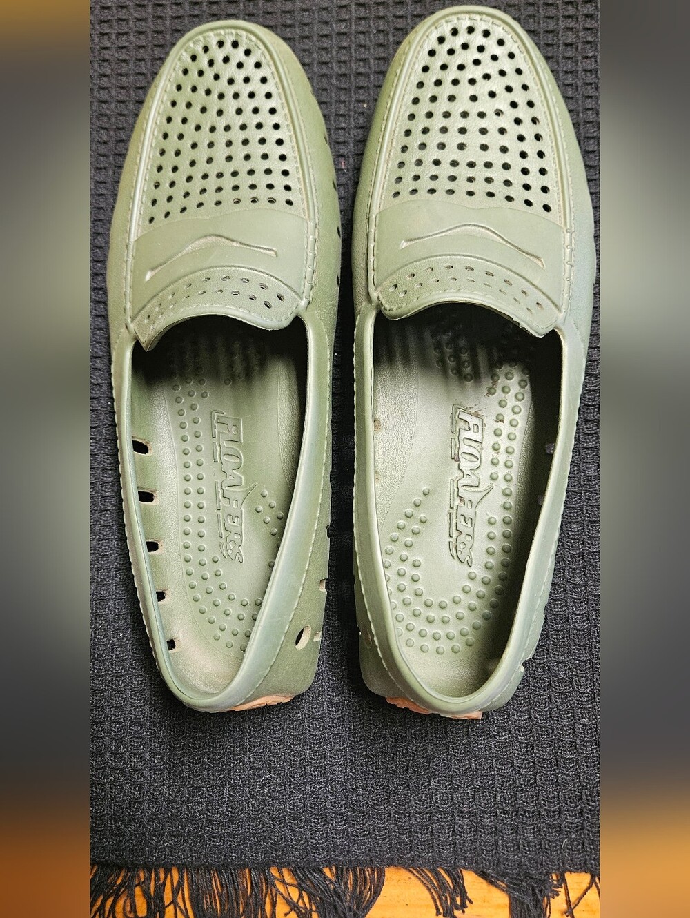Unbranded Olive Green Men’s Boat Shoes - Slip-On Perforated Comfort